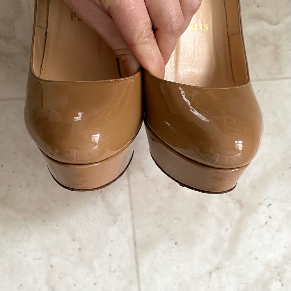 Christian Louboutin Tan Patent Leather Heels - Picture 9 of 14